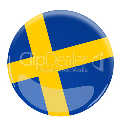 Glossy button with the flag of Sweden