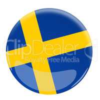 Glossy button with the flag of Sweden