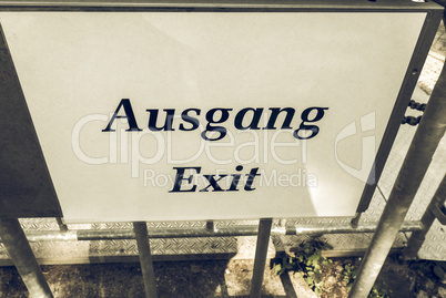 Vintage looking Ausgang sign meaning exit