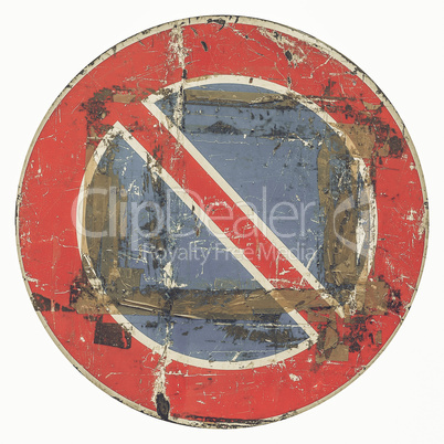 Vintage looking No parking sign isolated