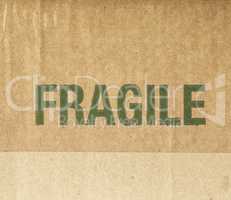 Vintage looking Fragile corrugated cardboard