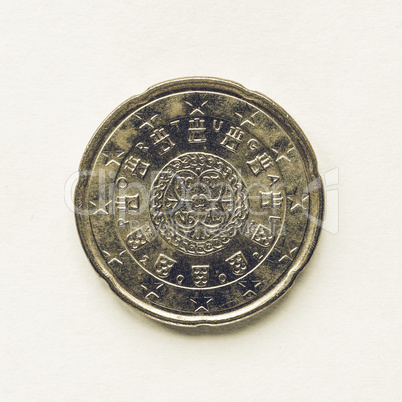 Vintage Portuguese 20 cent coin