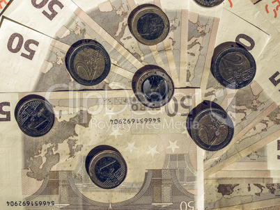 Vintage Euro coins and notes