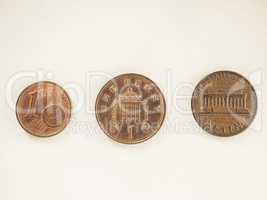 Vintage One cent coins