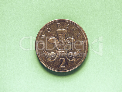 Vintage GBP Pound coin - 2 Pence