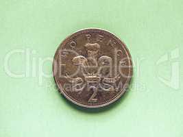 Vintage GBP Pound coin - 2 Pence