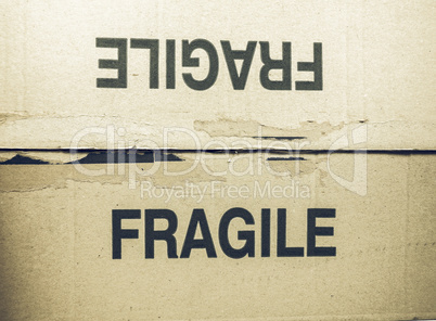 Vintage looking Fragile tag on packet