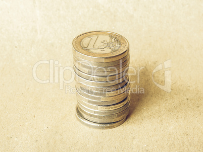 Vintage Euro coins pile