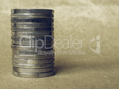 Vintage Euro coins pile