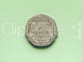 Vintage GBP Pound coin - 20 Pence