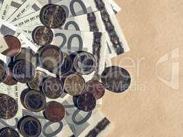 Vintage Euro coins and notes