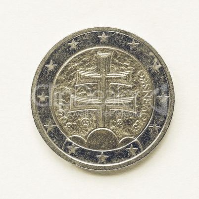 Vintage Slovak 2 Euro coin