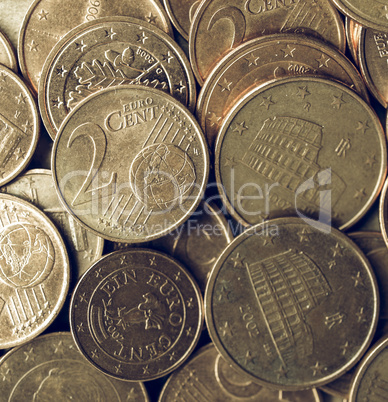 Vintage Euro coins background