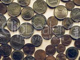 Vintage Euro coins background