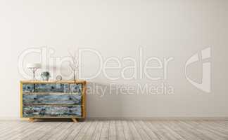 Interior with wooden cabinet 3d rendering