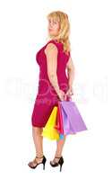 Woman coming from shopping.