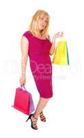 Woman holding up her shopping bags.