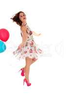 Dancing woman with balloon's.