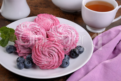 Homemade  berry  marshmallow (Zephyr) on a plate