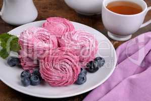 Homemade  berry  marshmallow (Zephyr) on a plate