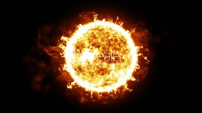 Sun with Solar protuberances and explosions. HD 1080. Looped animation.