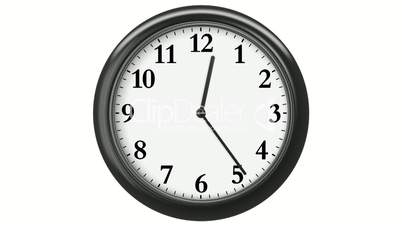 Clock with Arabic Numerals. 720 frames (frame for each minute). HD 1080. Loop. Isolated on White.