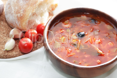 Wooden Bowl With Soup