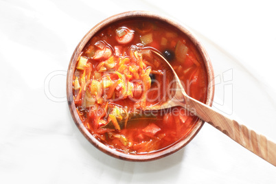 Wooden Bowl With Soup