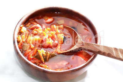 Wooden Bowl With Soup