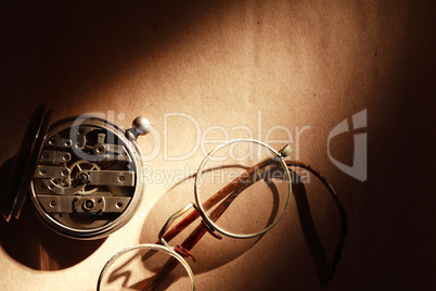 Old Spectacles And Watch