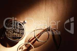 Old Spectacles And Watch