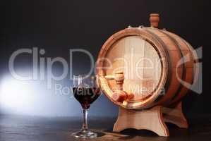 Oak Barrel And Wine
