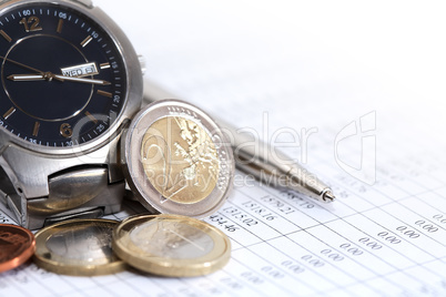 Coins Near Wristwatch