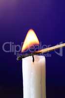 Candle Inflamed With Match