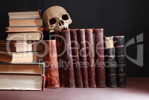 Old Books And Skull