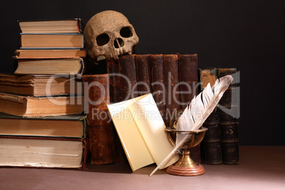 Old Books And Skull