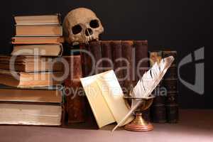 Old Books And Skull