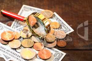 Magnifying Glass And Money