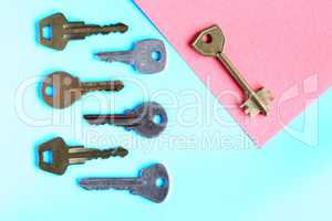Keys On Blue Paper