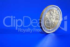 European Coin On Blue