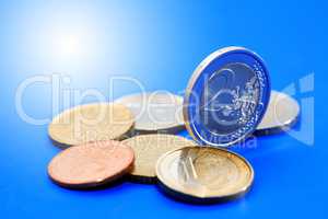 European Coins On Blue