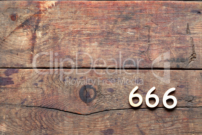 666 Number On Wood