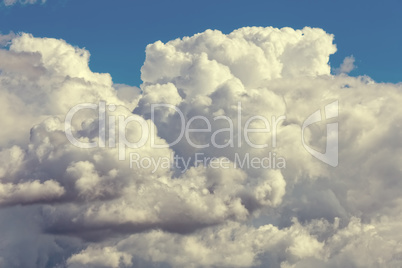 Photo of the sky with fluffy cumulus clouds