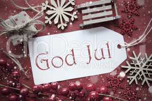 Nostalgic Decoration, Label With God Jul Means Merry Christmas