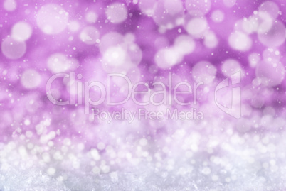 Pink Christmas Background With Snow, Snwoflakes And Bokeh