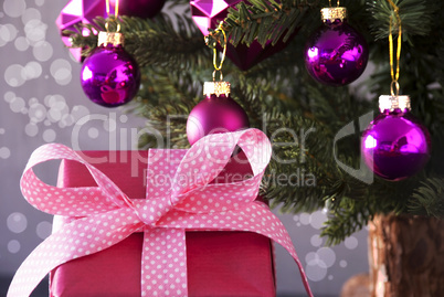 Gift With Tree, Bokeh Effect, Copy Space