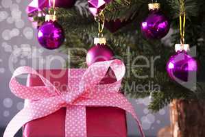 Gift With Tree, Bokeh Effect, Copy Space