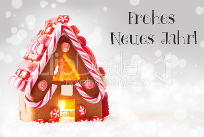 Gingerbread House, Silver Background, Neues Jahr Means New Year