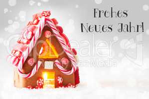 Gingerbread House, Silver Background, Neues Jahr Means New Year