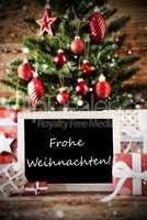 Tree With Frohe Weihnachten Means Merry Christmas